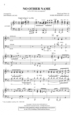 page one of No Other Name (SATB Choir)
