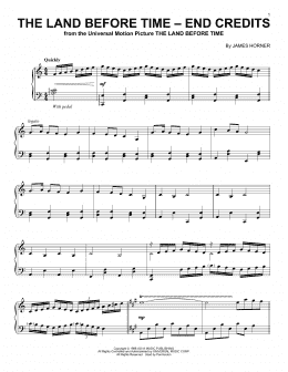 page one of The Land Before Time - End Credits (Piano Solo)