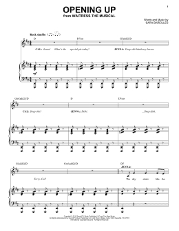 page one of Opening Up (from Waitress The Musical) (Piano & Vocal)
