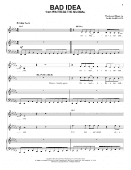 page one of Bad Idea (from Waitress The Musical) (Piano & Vocal)