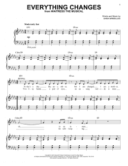 page one of Everything Changes (from Waitress The Musical) (Piano & Vocal)