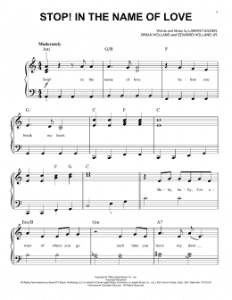 page one of Stop! In The Name Of Love (Easy Piano)