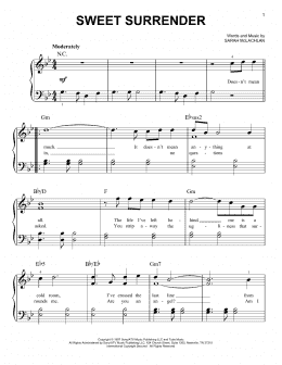 page one of Sweet Surrender (Easy Piano)