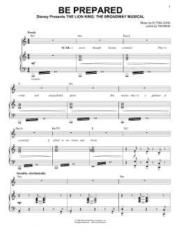 page one of Be Prepared (from The Lion King: Broadway Musical) (Piano, Vocal & Guitar Chords (Right-Hand Melody))