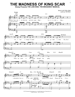 page one of The Madness Of King Scar (from The Lion King: Broadway Musical) (Piano, Vocal & Guitar Chords (Right-Hand Melody))