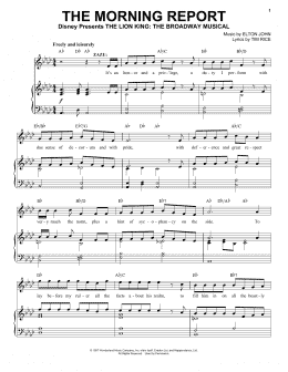 page one of The Morning Report (from The Lion King: Broadway Musical) (Piano, Vocal & Guitar Chords (Right-Hand Melody))