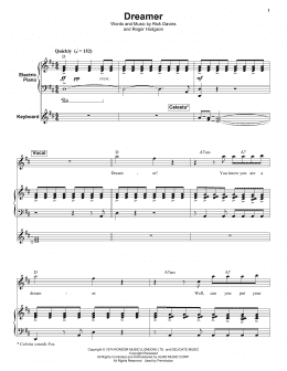 page one of Dreamer (Keyboard Transcription)