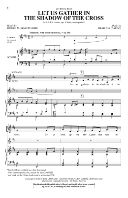 page one of Let Us Gather In The Shadow Of The Cross (SATB Choir)