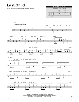 page one of Last Child (Drums Transcription)