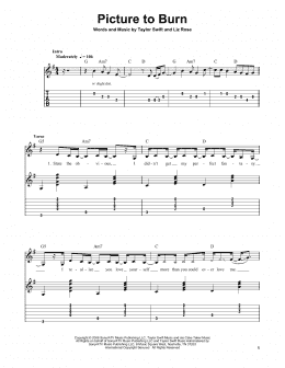 page one of Picture To Burn (Easy Guitar Tab)