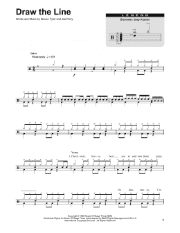 page one of Draw The Line (Drums Transcription)