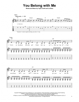 page one of You Belong With Me (Easy Guitar Tab)