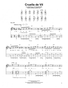 page one of Cruella De Vil (from 101 Dalmations) (Banjo Tab)