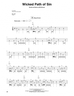 page one of Wicked Path Of Sin (Banjo Tab)