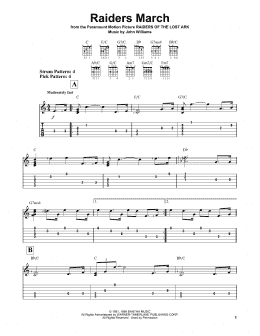 page one of Raiders March (Easy Guitar Tab)