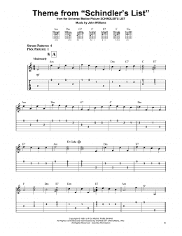 page one of Theme From Schindler's List (Easy Guitar Tab)