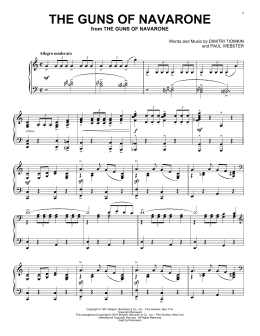 page one of The Guns Of Navarone (Piano Solo)