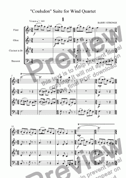 page one of "Coulsdon" Suite for Wind Quartet