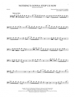 page one of Nothing's Gonna Stop Us Now (Cello Solo)
