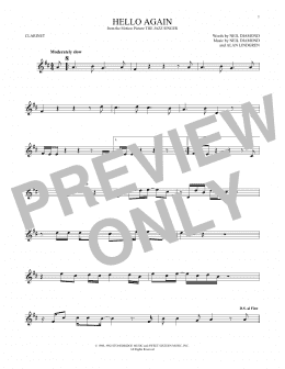 page one of Hello Again (Clarinet Solo)