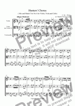 page one of Hunters' Chorus Trio No.4 for Violin, Viola and Cello
