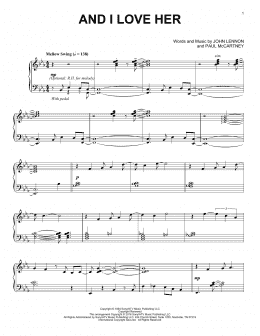 page one of And I Love Her [Jazz version] (Piano Solo)