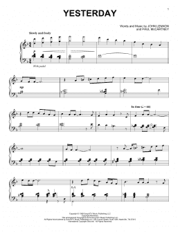 page one of Yesterday [Jazz version] (Piano Solo)