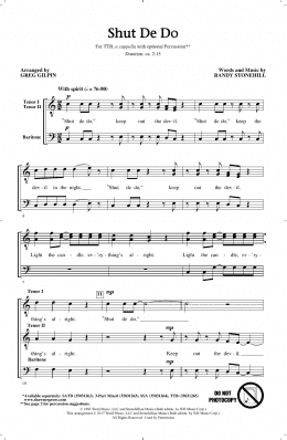 page one of Shut de Do (arr. Greg Gilpin) (TTBB Choir)