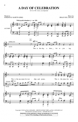 page one of A Day Of Celebration (SATB Choir)