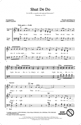 page one of Shut de Do (arr. Greg Gilpin) (SATB Choir)