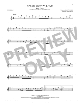 page one of Speak Softly, Love (Love Theme) (Tenor Sax Solo)