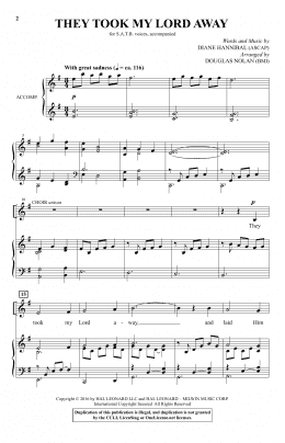 page one of They Took My Lord Away (SATB Choir)