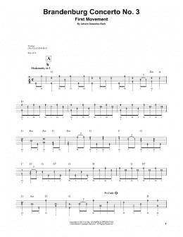 page one of Brandenburg Concerto No. 3 (Banjo Tab)