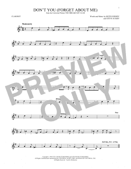 page one of Don't You (Forget About Me) (Clarinet Solo)