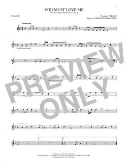 page one of You Must Love Me (from Evita) (Trumpet Solo)