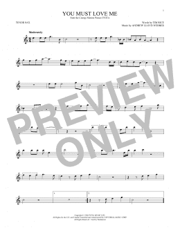 page one of You Must Love Me (from Evita) (Tenor Sax Solo)