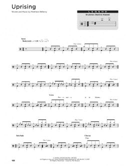 page one of Uprising (Drum Chart)