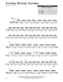 page one of Sunday Bloody Sunday (Drum Chart)