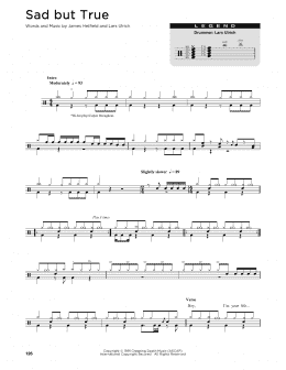 page one of Sad But True (Drum Chart)