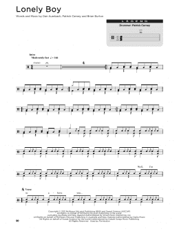 page one of Lonely Boy (Drum Chart)