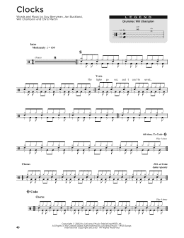 page one of Clocks (Drum Chart)