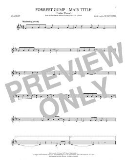 page one of Forrest Gump - Main Title (Feather Theme) (Clarinet Solo)