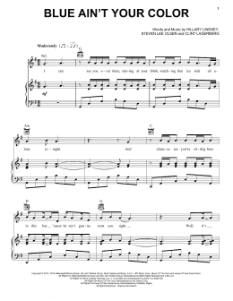 page one of Blue Ain't Your Color (Piano, Vocal & Guitar Chords (Right-Hand Melody))