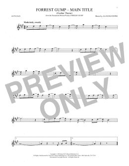 page one of Forrest Gump - Main Title (Feather Theme) (Alto Sax Solo)