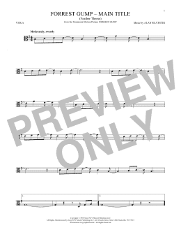 page one of Forrest Gump - Main Title (Feather Theme) (Viola Solo)