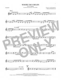 page one of Where Do I Begin (Love Theme) (Trumpet Solo)
