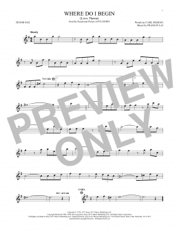 page one of Where Do I Begin (Love Theme) (Tenor Sax Solo)