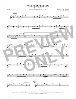 page one of Where Do I Begin (Love Theme) (Flute Solo)