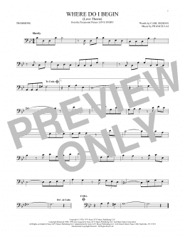 page one of Where Do I Begin (Love Theme) (Trombone Solo)