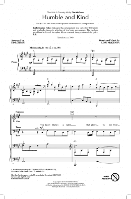 page one of Humble And Kind (SATB Choir)